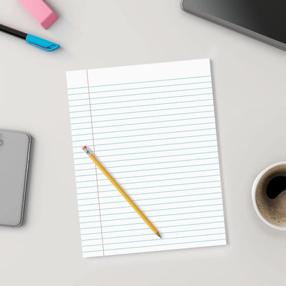 STAPLES Notepads, 8.5” x 11”, Wide Ruled, White, 50 Sheets/Pad, 12‑Pack