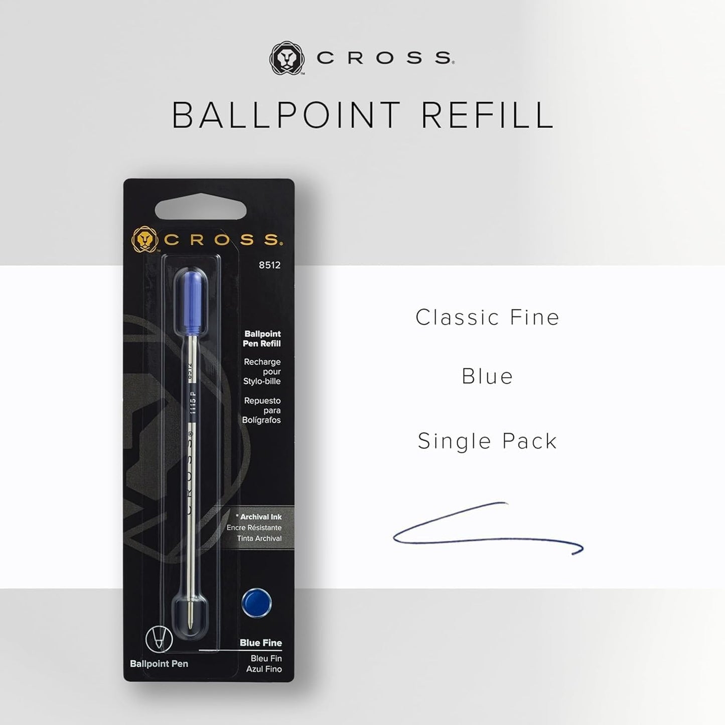 Cross Universal Ballpoint Pen Refill, Fine Point, Black, 1-Pack (8514)