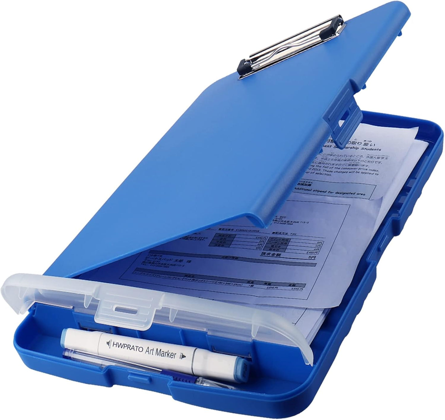 HWPRATO Clipboards Organizer Clipboard with Storage Nursing Clipboard Foldable File Folder Plastic Folio with Storage Case for Teacher,Kids,Doctor,Offices (Retro Blue)