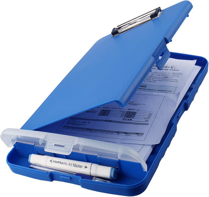 HWPRATO Clipboards Organizer Clipboard with Storage Nursing Clipboard Foldable File Folder Plastic Folio with Storage Case for Teacher,Kids,Doctor,Offices (Retro Blue)