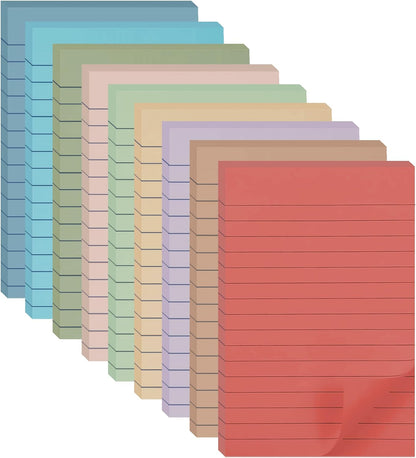 9 Pack Lined Sticky Notes 4X6 in Post Sticky Notes with Lines, Large Ruled Post Sticky Colorful Super Sticking Power Memo Pads Strong Adhesive (Pink Themed)
