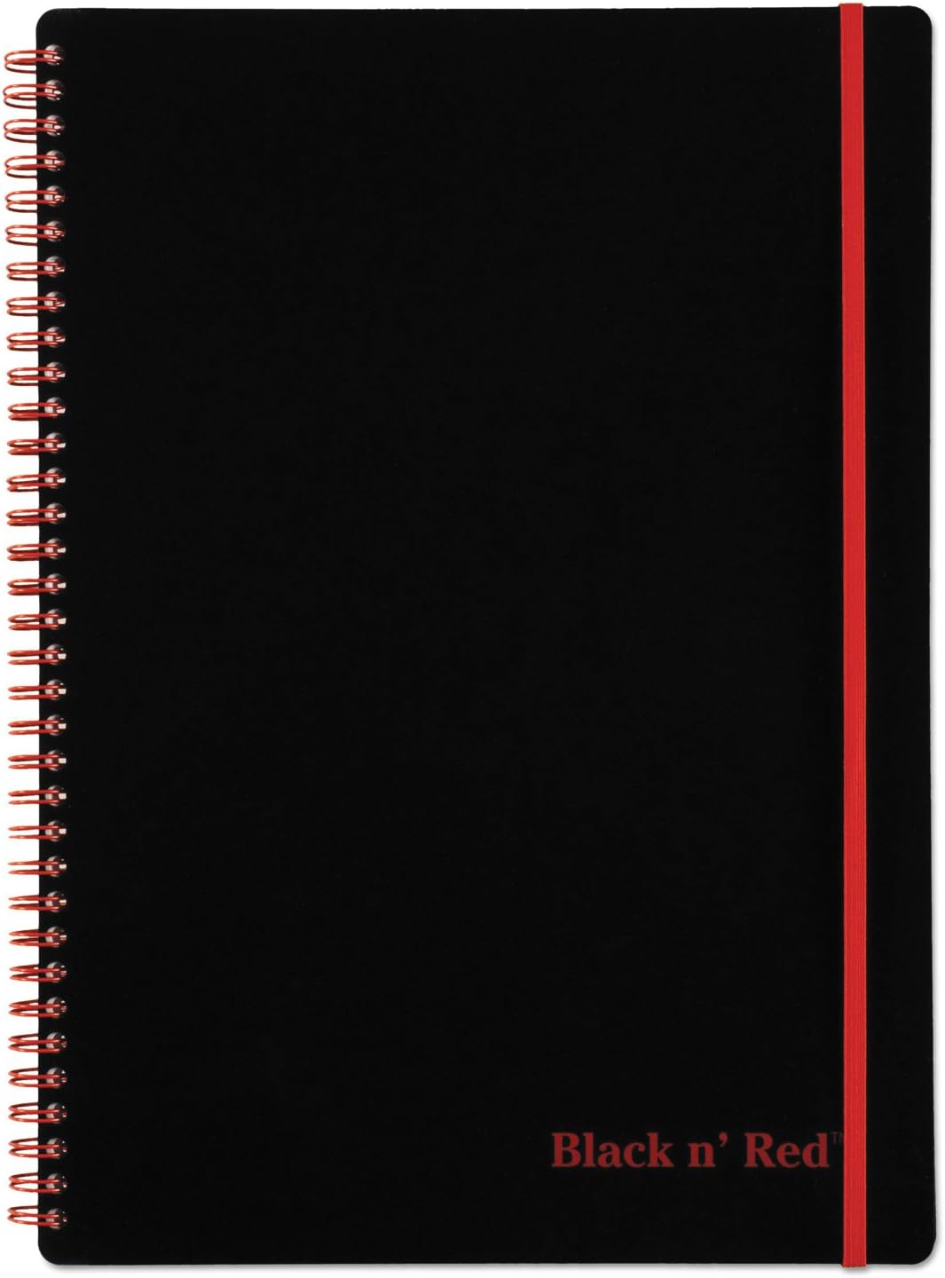 Black n' Red Notebook, Business Journal, 11" x 8", 70 Sheets, Ruled, Optik Paper, Scribzee App, Flexible Poly Cover, Wirebound, Black (K67030)