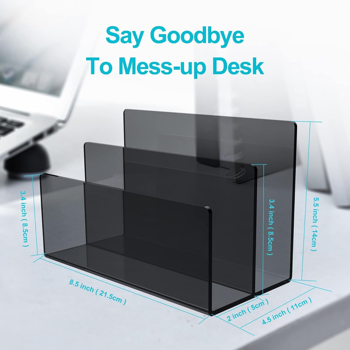 Boloyo Acrylic File Holder,1PC 2 Sections Rainbow File Organizer Mail Letter Sorter Desktop Folder Holder for Home Office School Envelope Bill Filling Paper Document