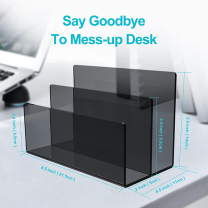 Boloyo Acrylic File Holder,1PC 2 Sections Rainbow File Organizer Mail Letter Sorter Desktop Folder Holder for Home Office School Envelope Bill Filling Paper Document