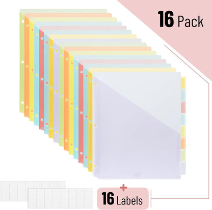 Mr. Pen- Binder Dividers with Pockets and Tabs, 1 Set, 8 Tabs/Set, Colorful, 3 Ring Binder Dividers with Tabs and Pockets on Both Sides