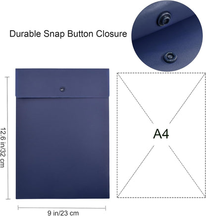VANRA Vertical File Folders Poly Filing Envelope Plastic Project Folder with Snap Button Closure for A4 Letter Size Paper (Pack of 5, Black)