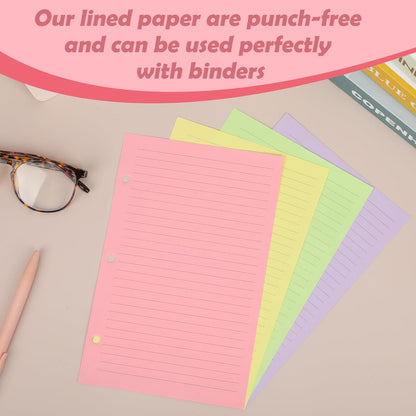 100 sheet Half Letter Graph Paper Refill 3 Hole Punch 5-1/2 x 8-1/2 College Ruled Grid Paper Pad Math Graph Paper Pad Colored Mini Binder Paper Planner Inserts Fits 3 Ring Binders For Office
