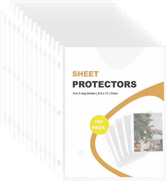 Seashell 200 Pack Heavy Duty Sheet Protectors 8.5 x 11,Clear Paper Protectors for 3 Ring Binder, Letter Size Plastic Sleeves for Binders, Durable, Archival Safe,Top Loading for 8.5 x 11 Inch Sheets