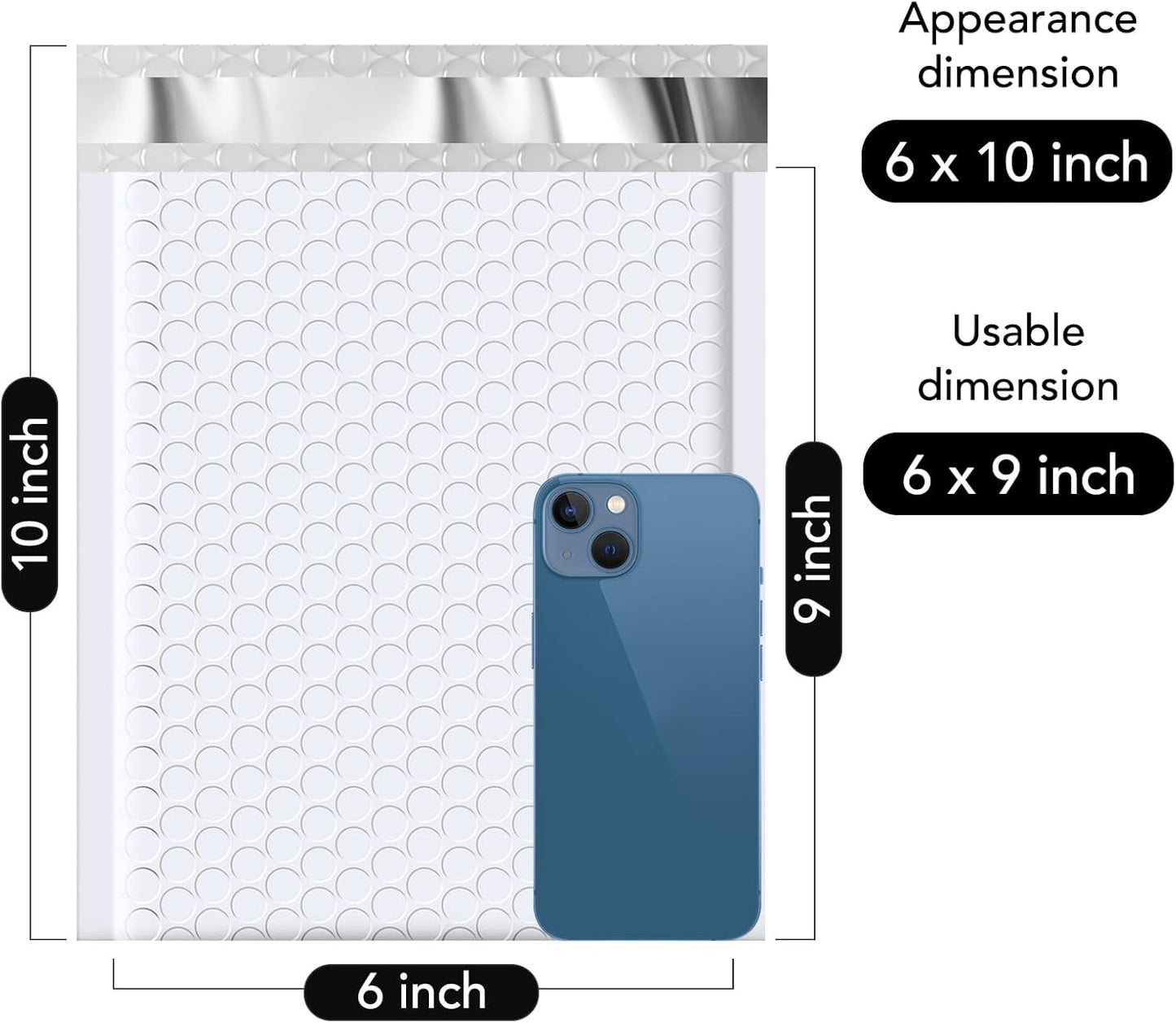 Fuxury Bubble Mailer 6x10" 100 Pack White Bubble Mailers Usable Size 6x9" Self Seal Padded Mailing Envelopes Opaque Bubble Padded Mailer for Small Business Mailing Jewelry Makeup Small Items