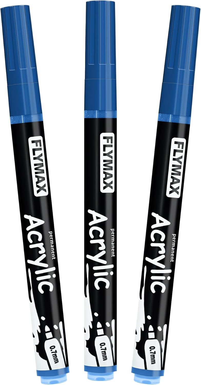 FLYMAX Gold Marker Paint Pens - Permanent Marker Pens Gold Acrylic Paint Water-Based 0.7mm Fine Tip Waterproof Quick-Drying (3 in 1Pack)