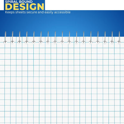 1InTheOffice Steno Pads Spiral 6x9 Quad Ruled, Graphing Paper Notebook Spiral, Top Bound, Graph Ruled, White, 80 Sheets, (6 Pads/Pack)