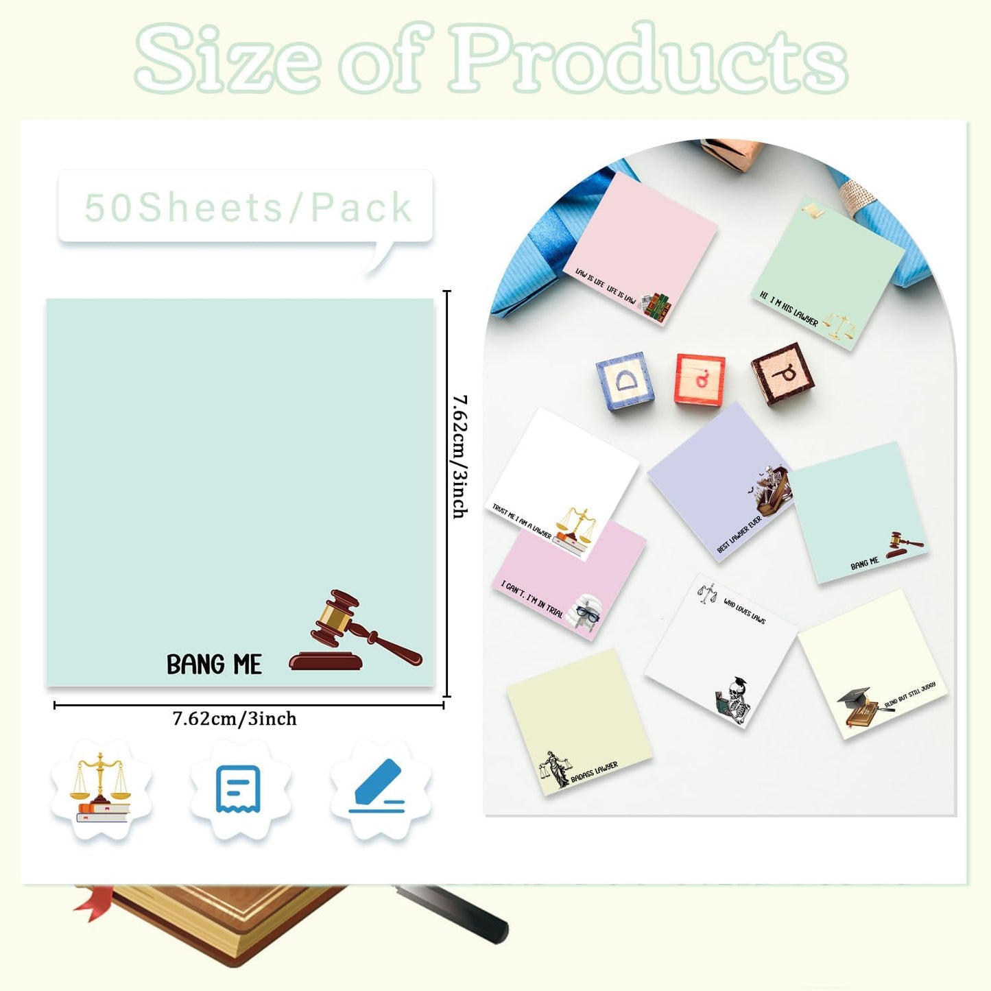 Inspirational Sticky Notes Gifts - 9 Pack Funny Positive Quotes Notepads 3x3 Inches, Fun Motivational Self-Adhesive Memo Pads Office Study Supplies for Friends Coworkers (450 Sheets)