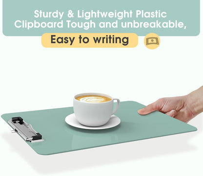 Plastic Clipboards 2 Pack, A4 Black Clip Board 8.5x11 for Classroom, Students, Kid, Woman, Size 9" x 12.5" with Low Profile Clip, Office & School Supply