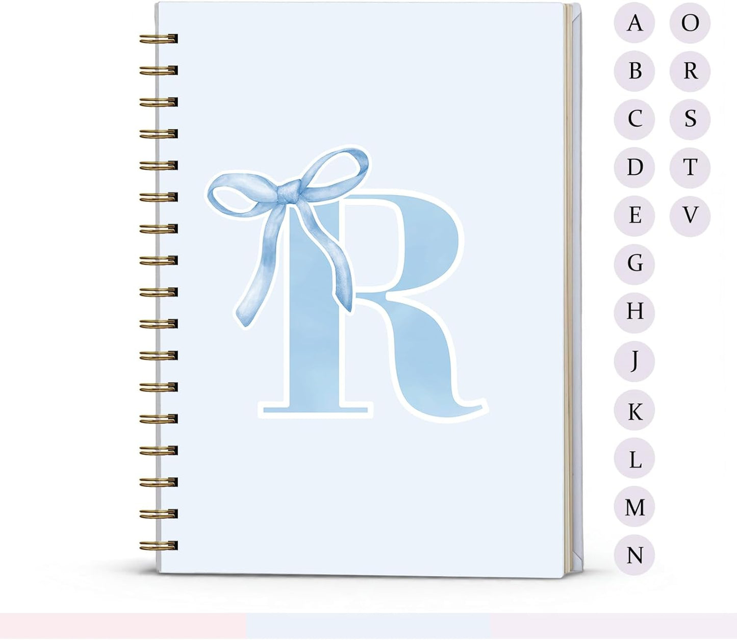 Blue Bow Journal Notebook for Girls,Initial H Journals Personalized Diary Gifts for Teen Girl Kids,Monogrammed Gifts for Women,Trendy Coquette Cute Hardcover Spiral Notebook 5.5 x 8.3 - Colors B