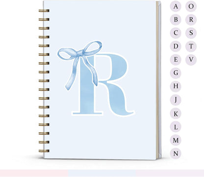 Blue Bow Journal Notebook for Girls,Initial H Journals Personalized Diary Gifts for Teen Girl Kids,Monogrammed Gifts for Women,Trendy Coquette Cute Hardcover Spiral Notebook 5.5 x 8.3 - Colors B