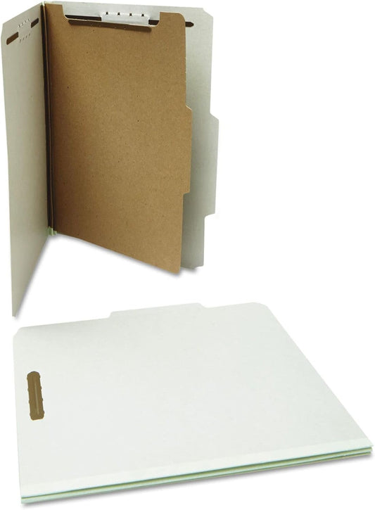Universal 10252 Pressboard Classification Folder, Letter, Four-Section, Gray, 10/Box