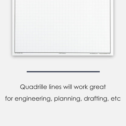 GeekNavy 11" x 17" Quadrille Graph Paper 50 Sheets Landscape - 0.25" 4x4 Square Grid, Blueprint, High Brightness, Border-Outlined, Large Drafting (1-Pack)
