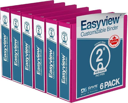 Easyview Premium 3-Ring Binders with Clear-View Covers and Round Rings, Binders for School or Office, 1 Inch, Pack of 6, Navy Blue