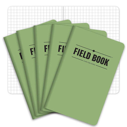Elan Publishing Company Field Notebook/Pocket Journal - 3.5"x5.5" - Green - Graph Memo Book - Pack of 5
