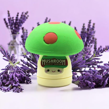 Limited Edition Mushroom Eraser and Pencil Sharpener (RED Cap W/Yellow DOTS)