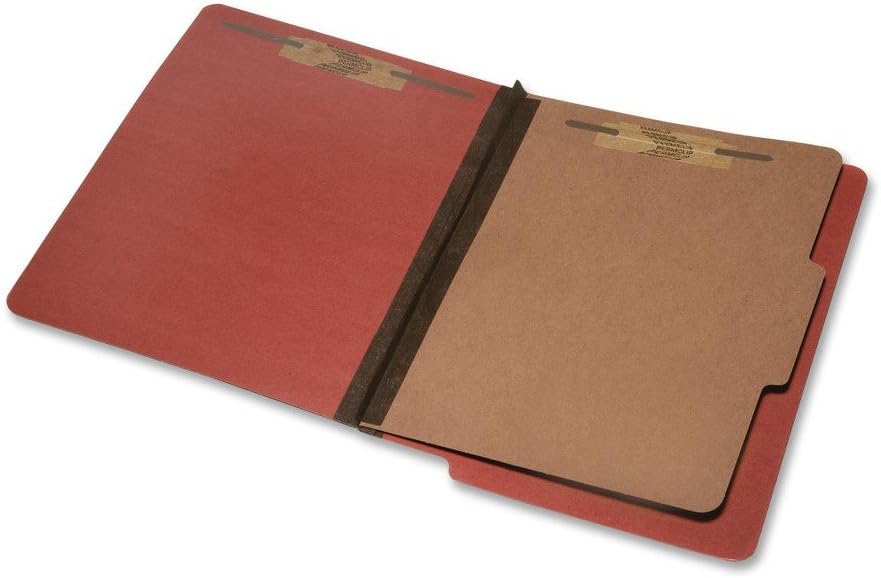 Skilcraft 7530-01-590-7107 Four-Part End Tab Classification Folder, Letter Size, 1 Divider, Red (Box of 10)