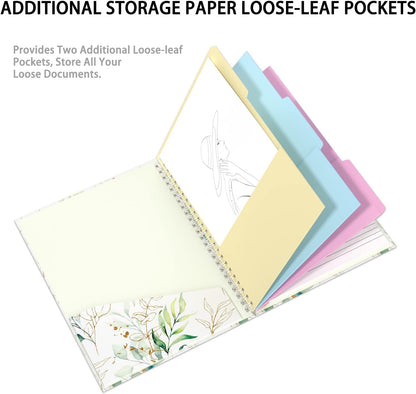 Rimilak Spiral Clipboards Folio with Refillable Lined Notepad, 14.5 x 9.8 In, Hardcover Cover with 5 Interior Pockets, Elastic Band and Pen Loop Series. Cute Stylish Clipfolio, Daisy Flower
