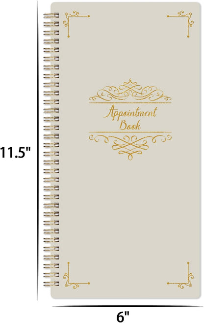 Appointment Book - Undated Salon Appointment Book, Daily & Hourly Schedule Book with 200 Pages, 6 AM - 9 PM, 15 Minute Intervals Day Planner, 6" x 11.5", 3 Column, Twin-Wire Binding, Hardcover
