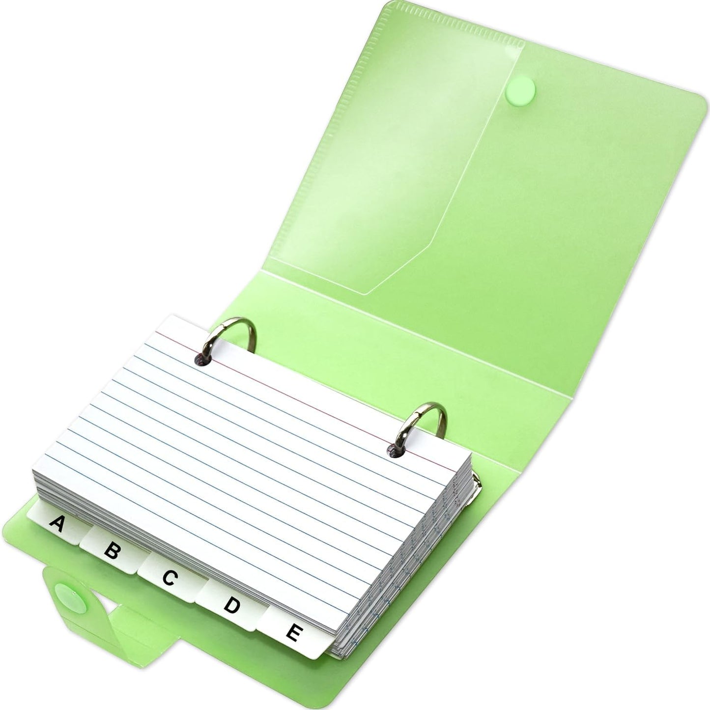 3x5 Lined Index Cards with Ring Binder Holder and Dividers, 100 Ruled Cards, Blue