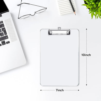 Plastic Small Clipboard, Size 7 x 10, A5 Mini Clear Clip Board for Classroom, Students, Teacher, Nurse, with Low Profile Clip, Office & School Supplies