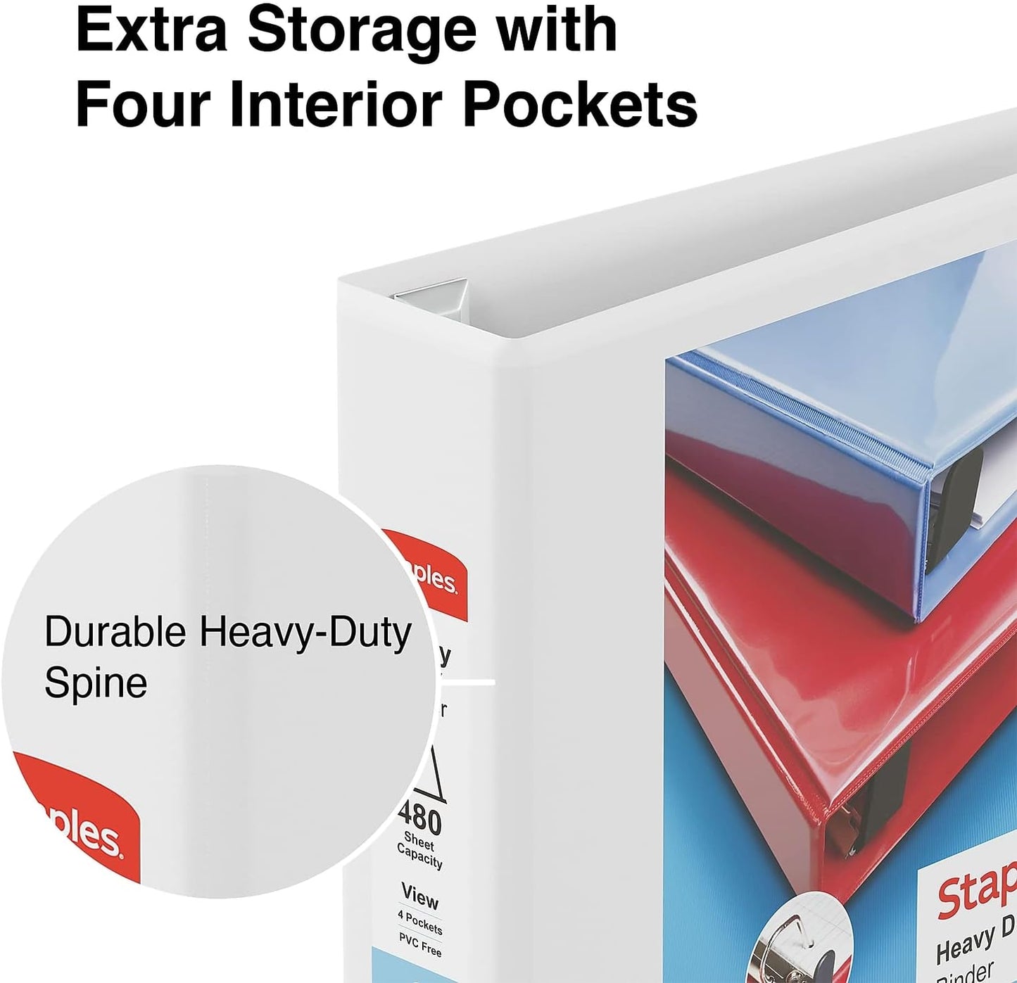Staples Heavy-Duty 2-Inch D-Ring View Binder, Reinforced Spine, Holds Up to 450 Sheets, Gray, for Office & School