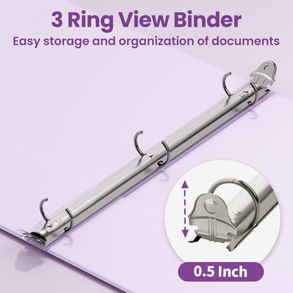 SUNEE 3 Ring Binder 3 Inch 1 Pack, Clear View Binder Three Ring PVC-Free (Fit 8.5x11 Inches) for School or Office Supplies, Pink