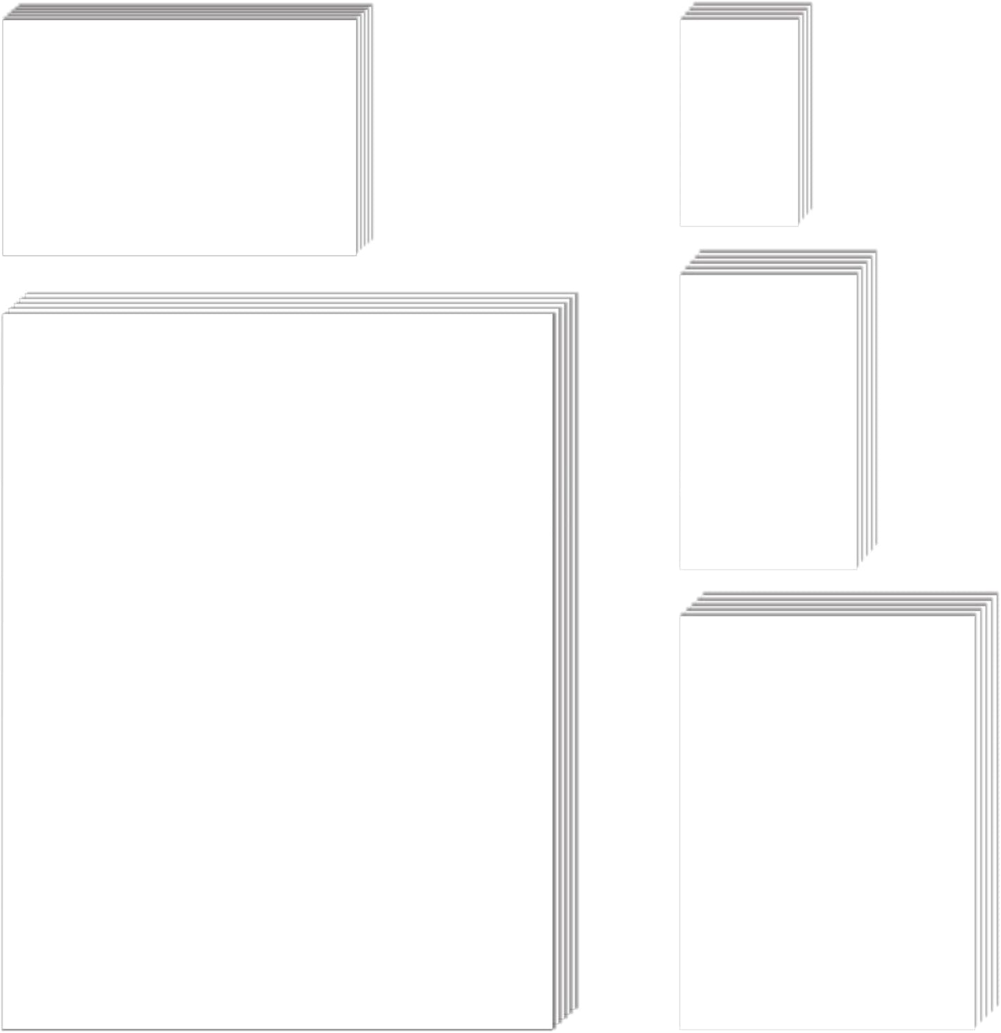 Silunkia 100 Sheets White Cardstock 5 Assorted Sizes Craft Paper, 200gsm/75lb White Card Stock Certificates Paper for DIY Cards Making, Business Cards, Wedding Invitations, School Crafting, Menus