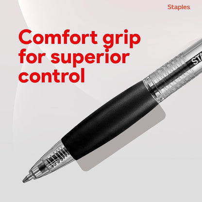 STAPLES Retractable Ballpoint Pens, Fine Point, Black Ink, 12 Pack – Smooth, Reliable Writing Pens for Office & School Use