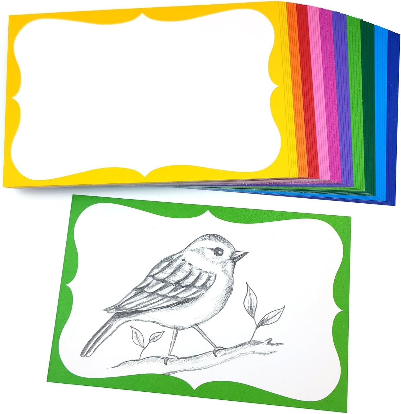 PPAPPAPPIYO index card 4x6 Decorative Border Vellum paper (Set of 50) 260gsm (4X6, design01)
