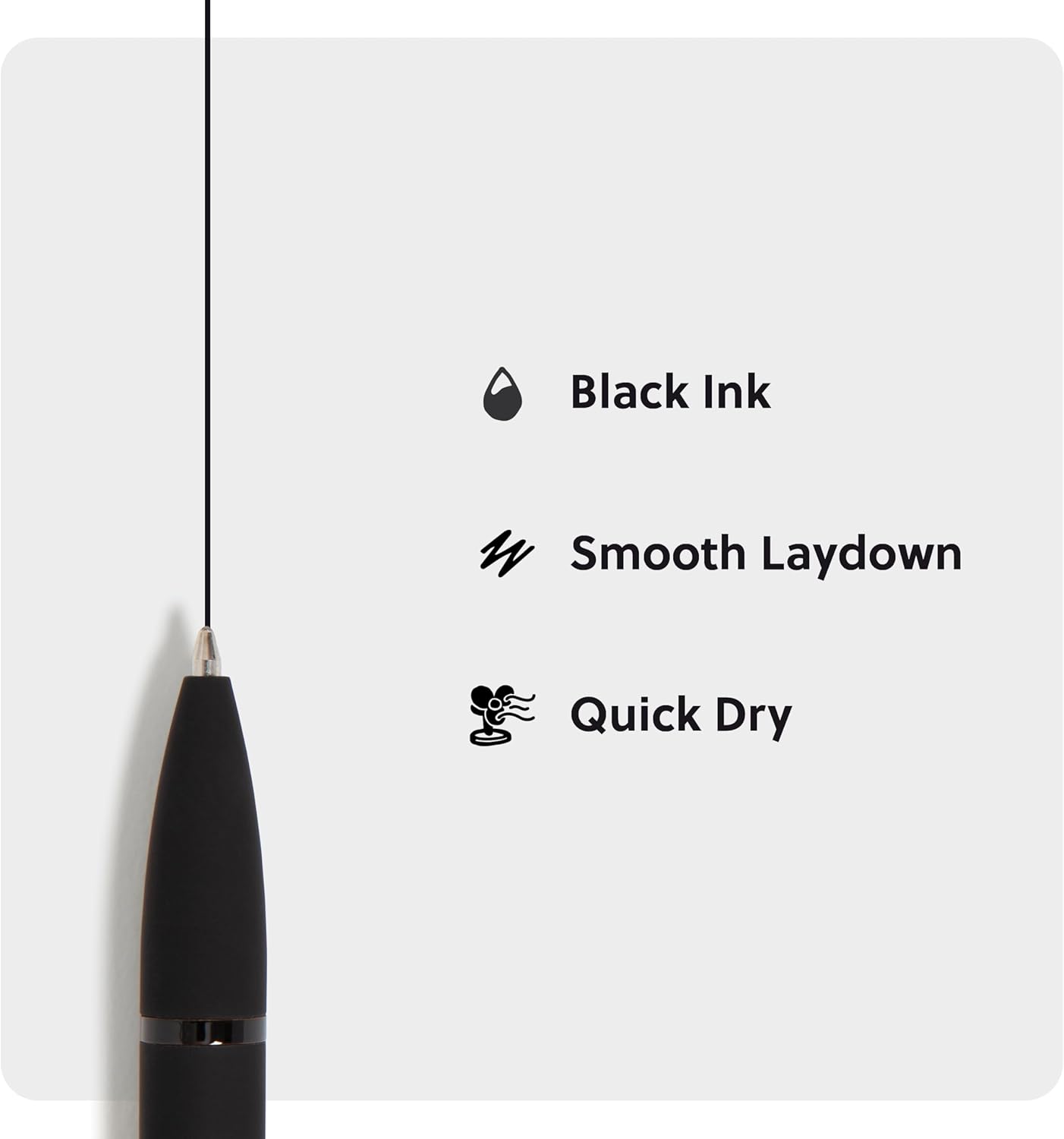 U Brands Midnight Monterey Ballpoint Pens, 4 Count, Black Soft Touch, Painted Black Details, Bold (1.0 mm) Point, Black Ink