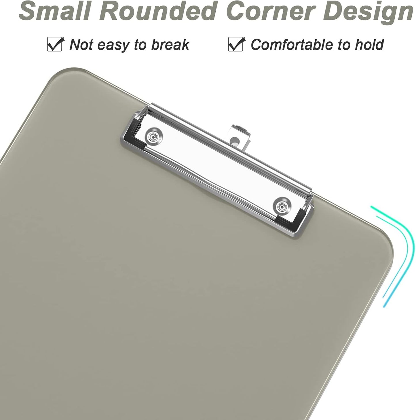 Rimilak Plastic Clipboards with Low Profile Metal Clip, Translucent Board, 12.5 x 9 In Letter Size, Office Supply, Back to School, Pink