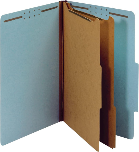 Office Depot 100% Recycled Classification Folders, 2 Dividers, 2.5in Expansion, Legal Size, Light Blue, 10 pk, OD29030R