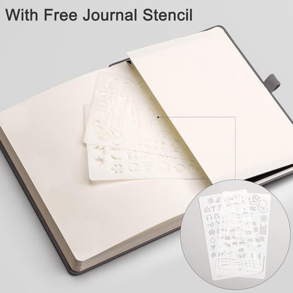 EMSHOI Graph Paper Notebook - 256 Pages A5 Graph Notebook/Journal, Hard Cover, 120gsm Thick Paper, Smooth PU Leather, Inner Pocket, 5.75'' × 8.38''-Black