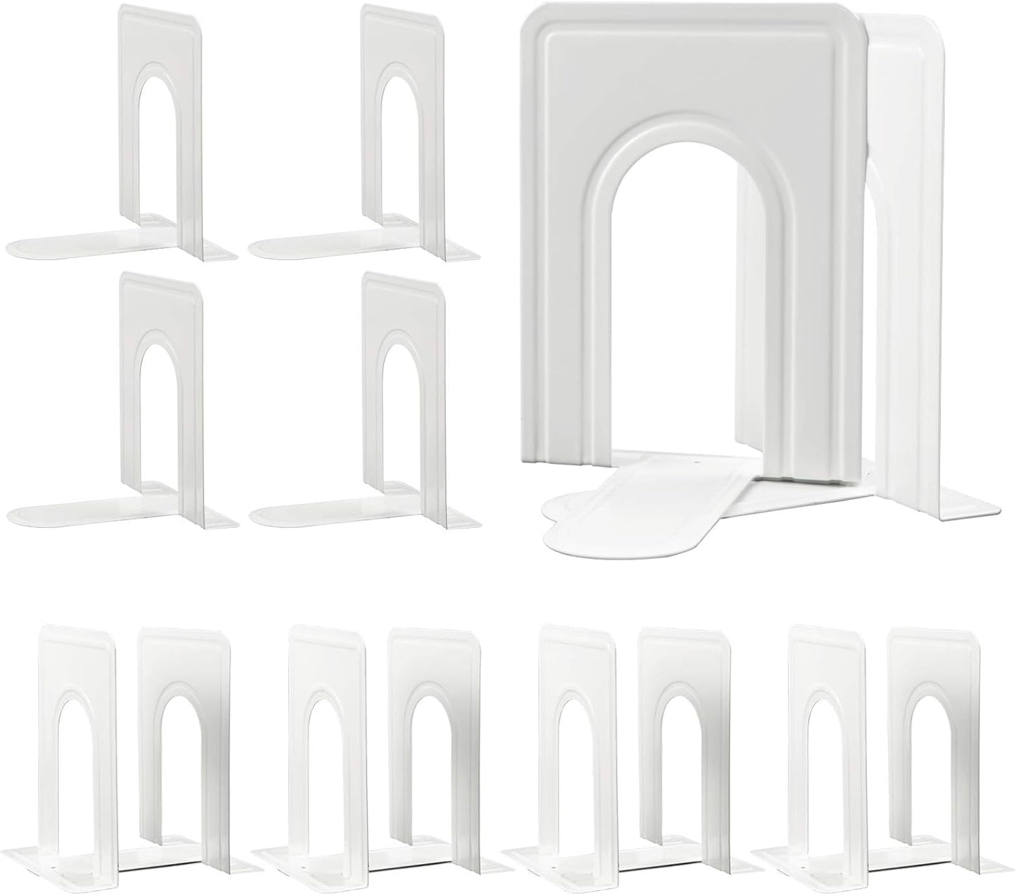 HappyHapi Book Ends, Non-Skid Metal Bookend Supports for Shelves, Heavy Duty Book End, Office Book Stopper, 6 x 5 x 6 Inches, 14 Pieces / 7 Pairs (Black)