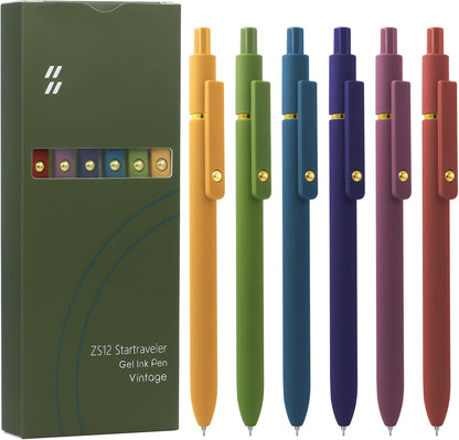 UIXJODO 6 Pcs Gel Pens 0.5mm Quick Dry Black Ink Pens Fine Point Smooth Writing Pens, Cute Office and School Supplies Gifts for Women Teacher Students (6 Pcs Ombre Gold)