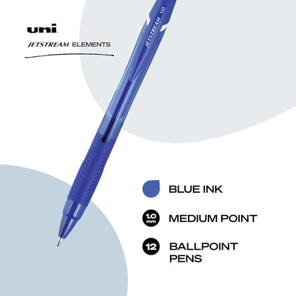 uniball Jetstream 101 Ballpoint Pens, Medium Point (1.0mm), Blue, 12 Pack