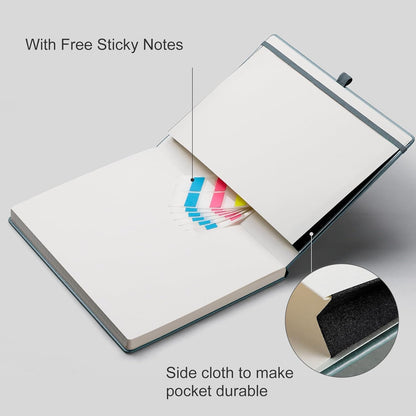 EMSHOI A4 College Ruled Notebook, Large 8.3" x 11.7", 192 Pages 100GSM Ink-Proof Faux Leather Hardcover Lay-Flat Lined Journal for Office School Work Writing, Black