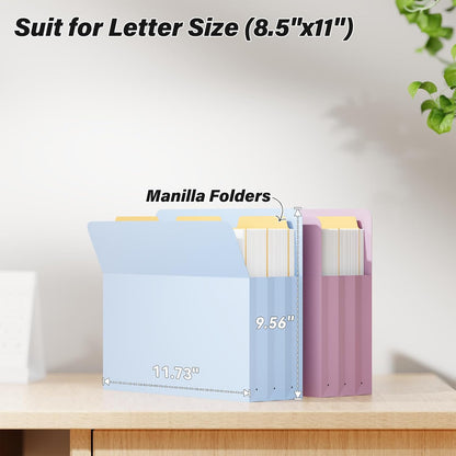 Ansook Poly Legal Size 5.25" Expansion File Pockets,6 Pack Pastel Large Capacity File Pockets Folders,Heavy Duty File Pocket for Cabinet,with Straight-Cut Tab,hold 8.5" x 11" documents & Manila Folder