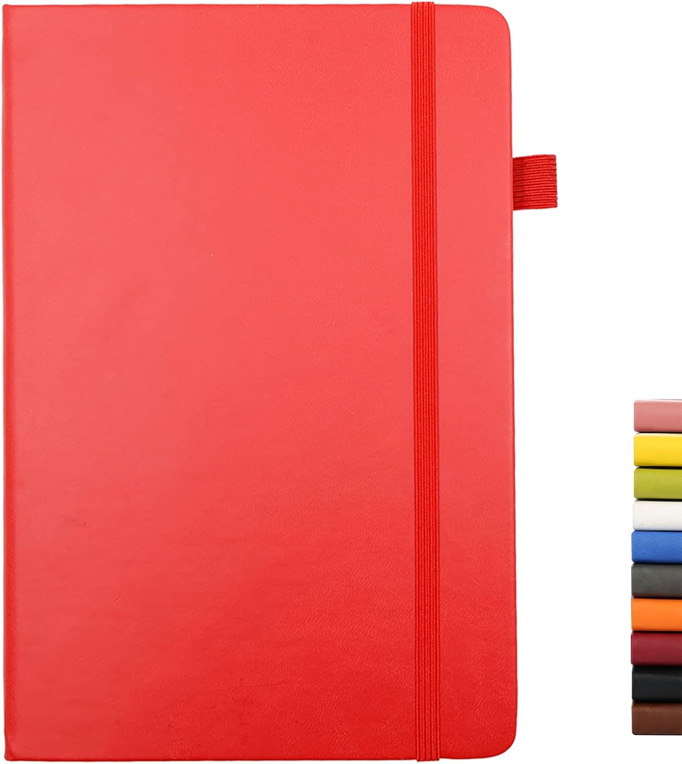 Deziliao Lined Journal Notebooks with Pen Loop, Hardcover Notebook Journal for Work, 100Gsm Premium Thick Paper with Inner Pocket, Medium 5.7"x8.4", （Black, Ruled）