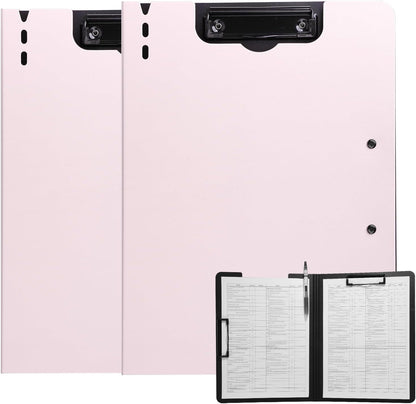 FRETONBA Clipboard Folder, A4 Foldable Clipboard with Horizontal and Vertical Double Metal Clips, 360 Degree Foldable Binder Clipboards with Pen Holder, File Cover Work Folder Clipboards, Green