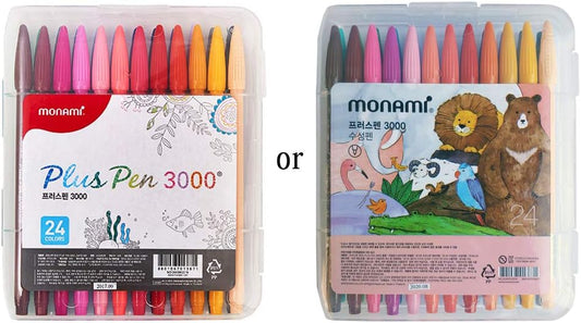 MONAMI Plus Pen 3000 Felt Tip Pens, Fine Point (0.4mm), Coloring/Drawing/Journaling, Assorted Colors, 36-Pack