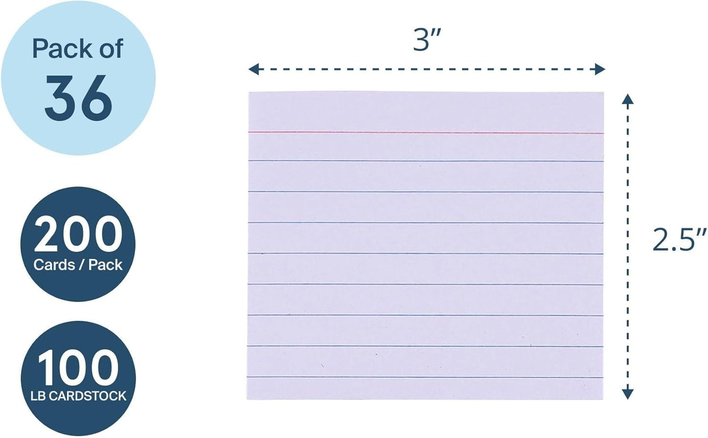 Roaring Spring Mini Index Cards 3"x2.5", 200 Count, 100# White Single Sided Ruled Paper, In Convent Tray Holder, Blank on Back (Pack of 1)