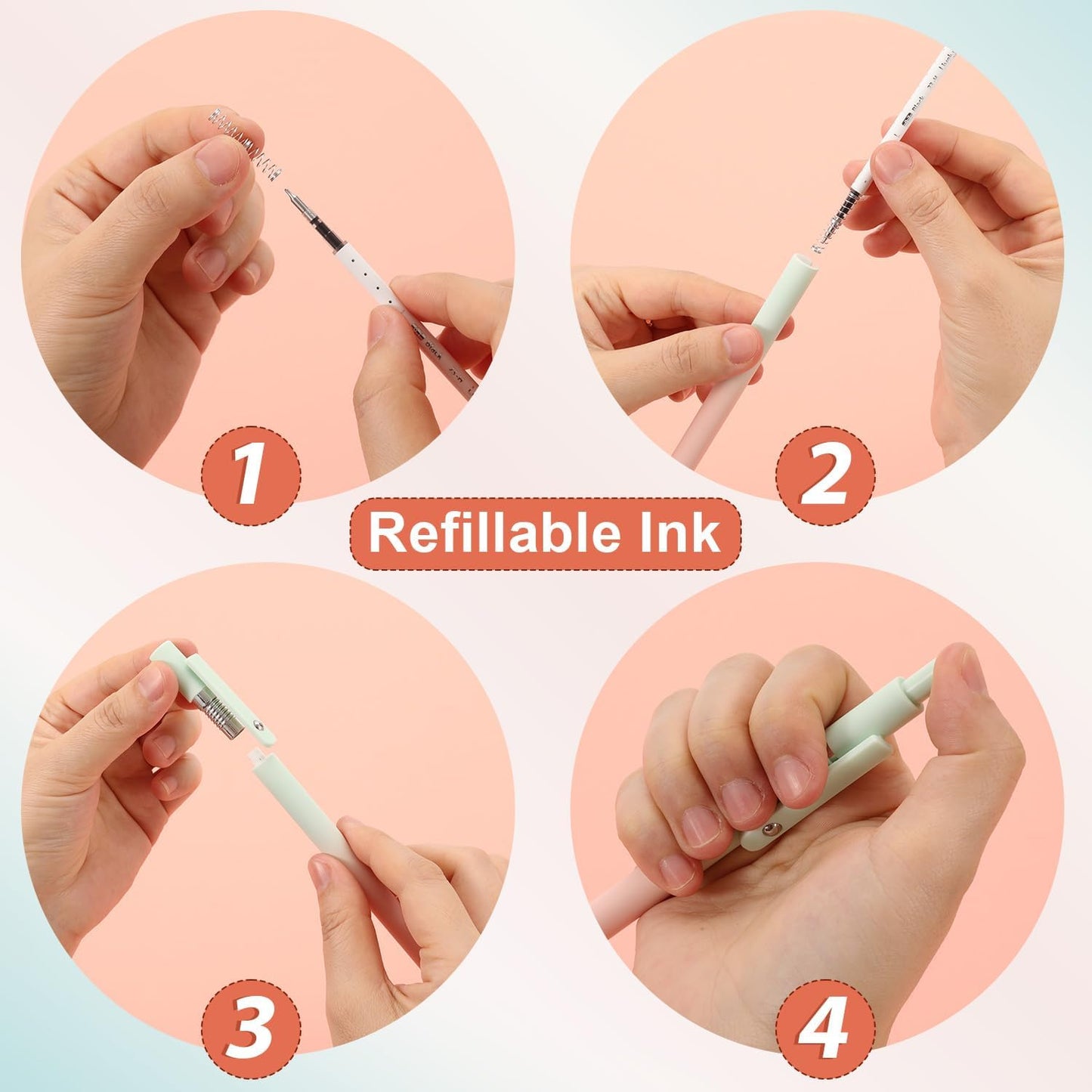 FIOVER 5pcs Gel Pens Quick Dry Ink Pens Fine Point Premium Retractable Rolling Ball Gel Pens Black Ink Smooth Writing for School Office Home