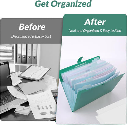 Expanding File Folder, Accordion File Organizer with 8 Pockets, Expandable Document Paper Receipt Holder for School Office Hospital, Letter/A4 Size Pink