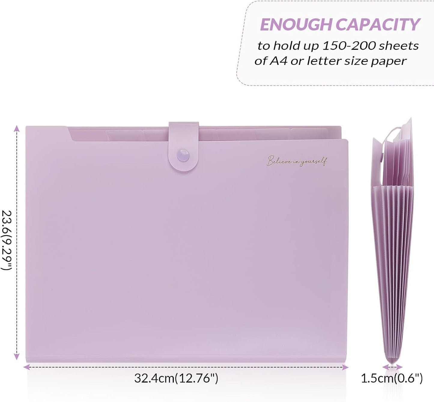 Expanding File Folder, Accordion File Organizer with 8 Pockets, Expandable Document Paper Receipt Holder for School Office Hospital, Letter/A4 Size Pink